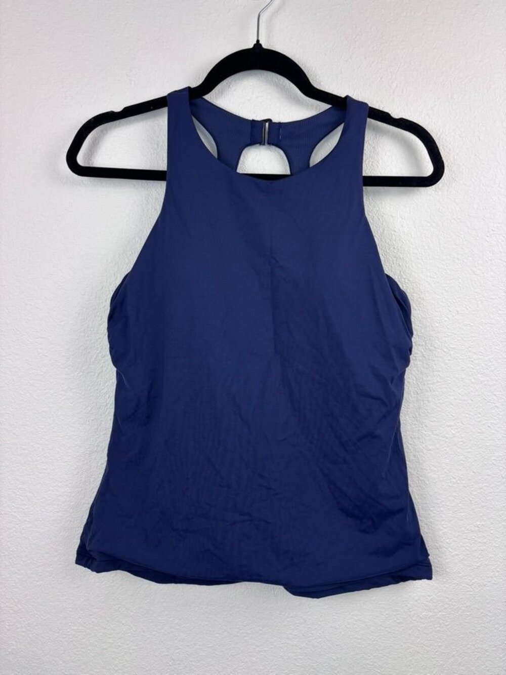 Athleta 38 B/C navy high neck tankini swim top underwire racer back athletic